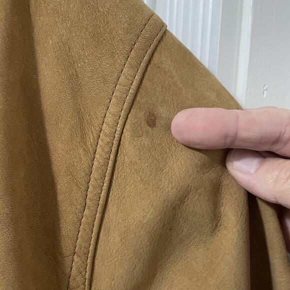 Tan Suede Leather Barn Coat Utility Jacket Mens XL Sport Chore Hunting - Picture 16 of 16